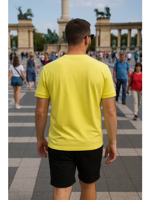 Thomas Jeans egyszínű citromsárga póló, kerek nyakú