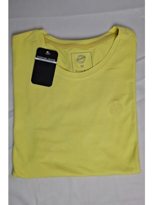 Thomas Jeans egyszínű citromsárga póló, kerek nyakú