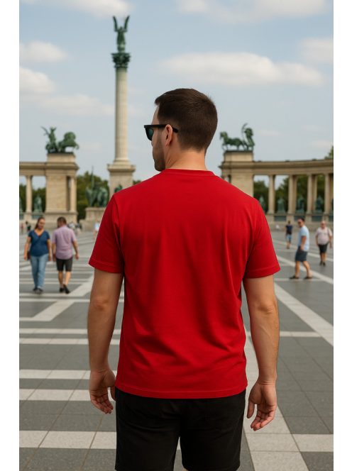 Thomas Jeans egyszínű piros póló, kerek nyakú