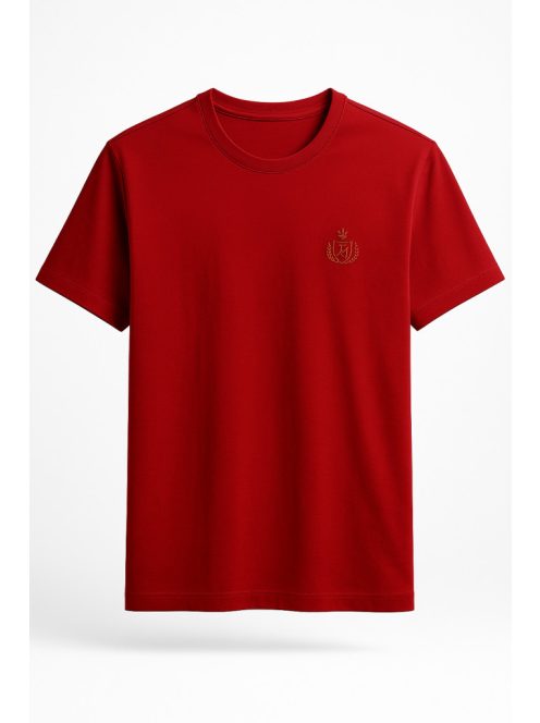 Thomas Jeans egyszínű piros póló, kerek nyakú