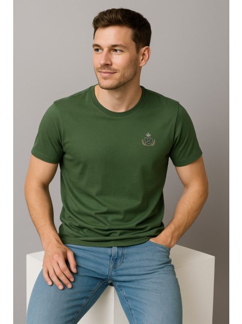 Thomas Jeans egyszínű zöld póló, kerek nyakú