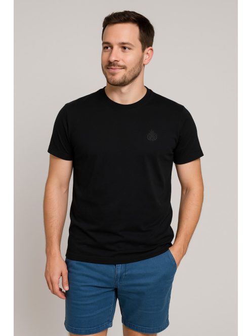 Thomas Jeans egyszínű fekete póló, kerek nyakú