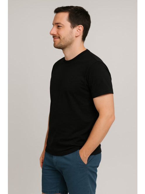 Thomas Jeans egyszínű fekete póló, kerek nyakú
