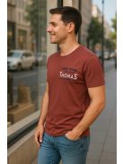 Thomas Jeans kis feliratos mályva színű kerek nyakú póló