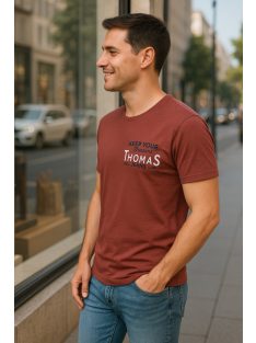 Thomas Jeans kis feliratos mályva színű kerek nyakú póló