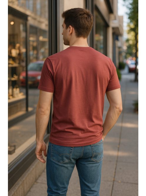 Thomas Jeans kis feliratos mályva színű kerek nyakú póló