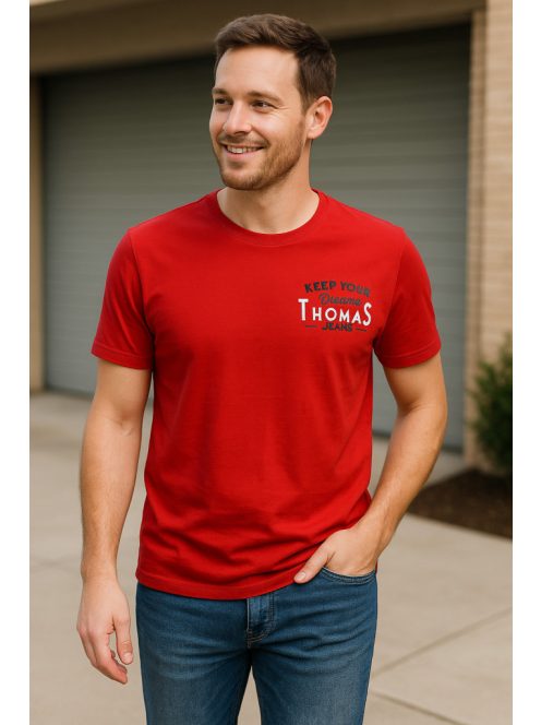 Thomas Jeans kis feliratos kerek nyakú póló