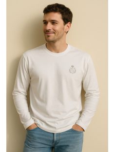 Thomas Jeans fehér hosszú ujjú kerek nyakú póló