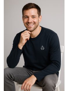 Thomas Jeans fekete hosszú ujjú kerek nyakú póló