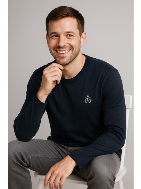 Thomas Jeans fekete hosszú ujjú kerek nyakú póló