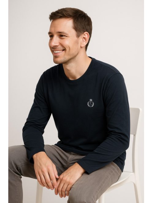 Thomas Jeans fekete hosszú ujjú kerek nyakú póló