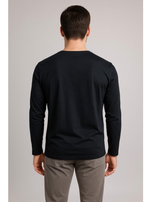 Thomas Jeans fekete hosszú ujjú kerek nyakú póló