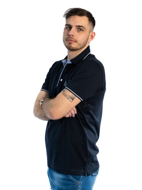 Polo tričko Thomas Jeans s golierom a tmavomodrými gombíkmi