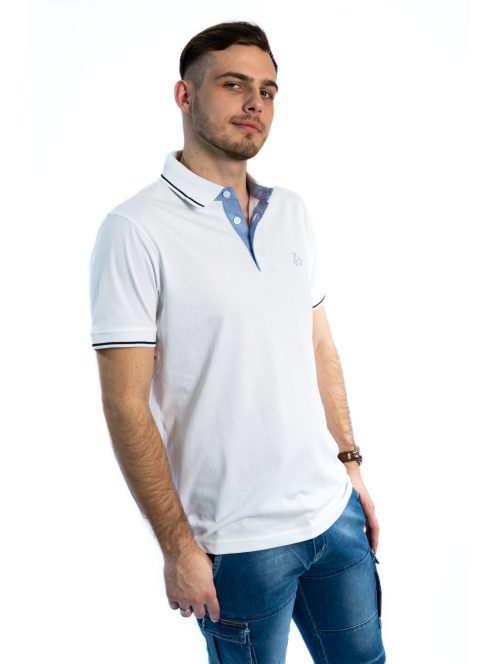 Thomas Jeans galléros póló fehér ringlis