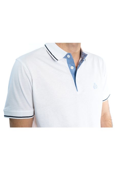 Thomas Jeans galléros póló fehér ringlis