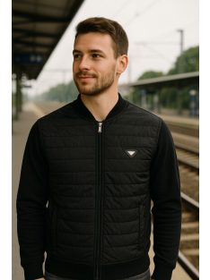 Pánsky kardigán Thomas Jeans s prešívaným predným dielom, čierny