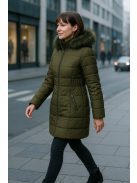Női téli kabát olajzöld