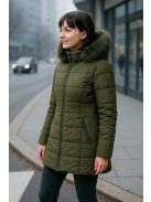Női téli kabát olajzöld