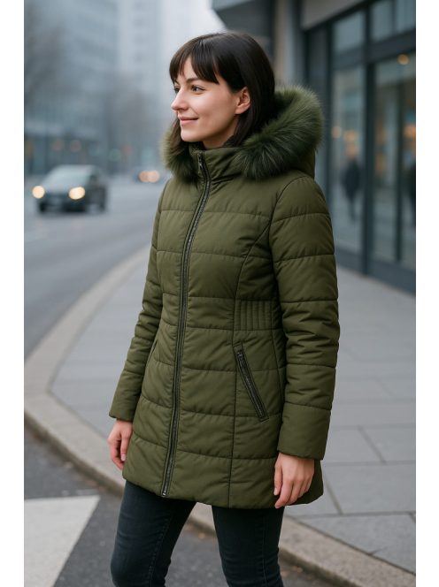 Női téli kabát olajzöld