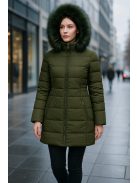 Női téli kabát olajzöld