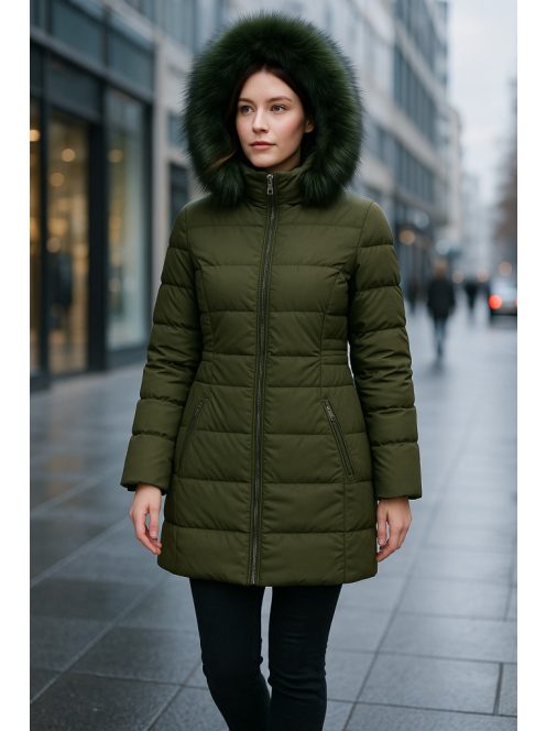 Női téli kabát olajzöld