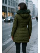 Női téli kabát olajzöld