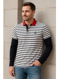 Thomas Jeans tričko s dlhými rukávmi a pruhovaným golierom