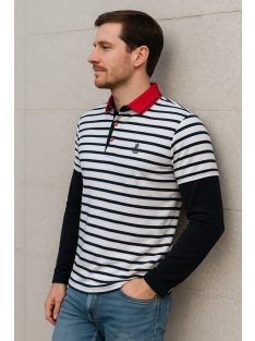 Thomas Jeans tričko s dlhými rukávmi a pruhovaným golierom