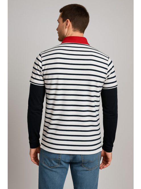 Thomas Jeans tričko s dlhými rukávmi a pruhovaným golierom
