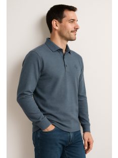 Thomas Jeans tričko s dlhými rukávmi a golierom, tmavomodré