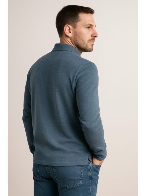 Thomas Jeans hosszú ujjú galléros póló sötétkék