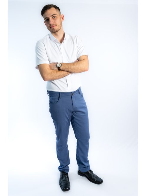 Nohavice Thomas Jeans z lesklého materiálu v odtieni modrej