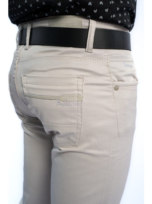 Nohavice Thomas Jeans z lesklého materiálu v svetlo béžovej