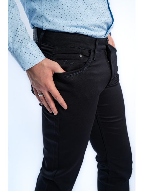 Nohavice Thomas Jeans z lesklého materiálu v tmavomodrej farbe