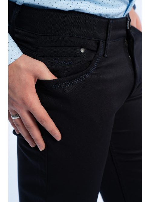 Nohavice Thomas Jeans z lesklého materiálu v tmavomodrej farbe