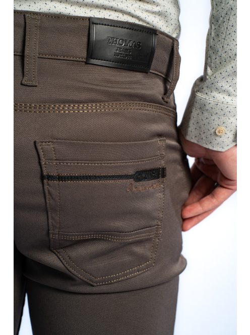 Thomas Jeans fényes anyagú nadrág zöldes barna