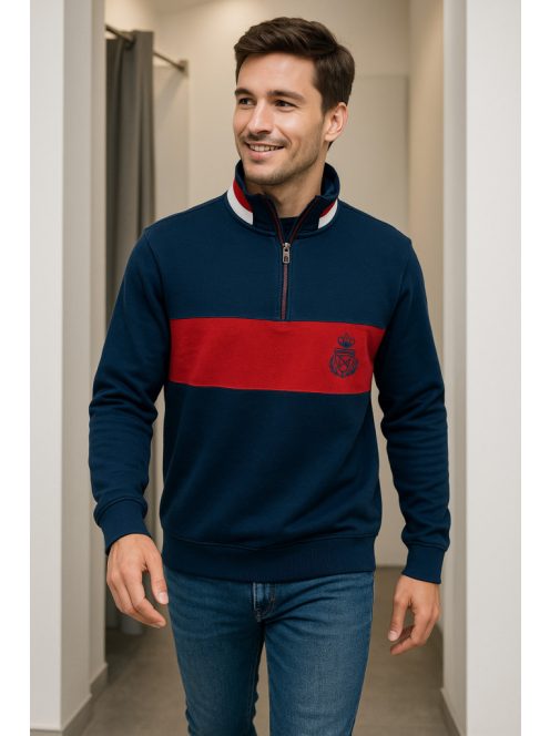 Thomas Jeasn pulóver kék piros csíkkal