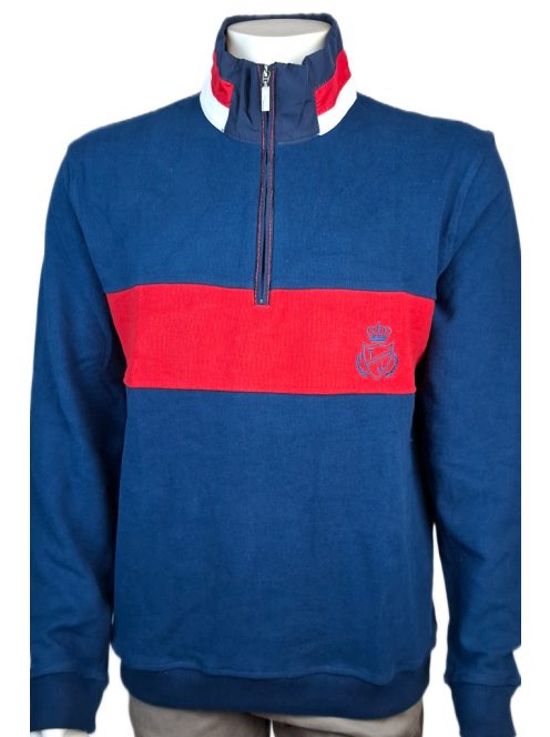 Thomas Jeasn pulóver kék piros csíkkal