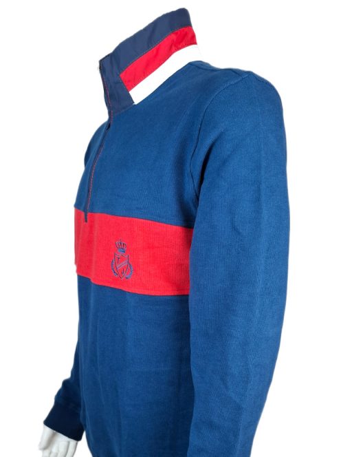 Thomas Jeasn pulóver kék piros csíkkal