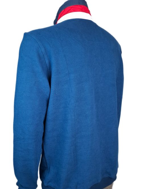 Thomas Jeasn pulóver kék piros csíkkal