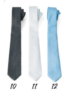Nyakkendő fekete-fehér mintás, fehér, világoskék