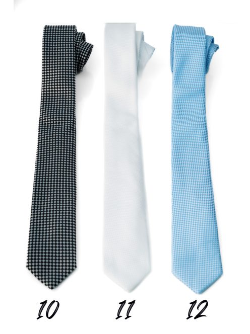 Nyakkendő fekete-fehér mintás, fehér, világoskék