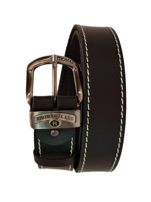 Thomas Jeans fekete bőr öv varrott