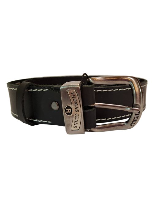 Thomas Jeans fekete bőr öv varrott