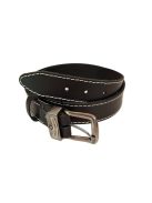 Thomas Jeans fekete bőr öv varrott