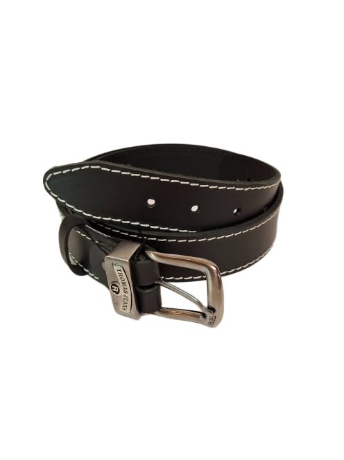 Thomas Jeans fekete bőr öv varrott