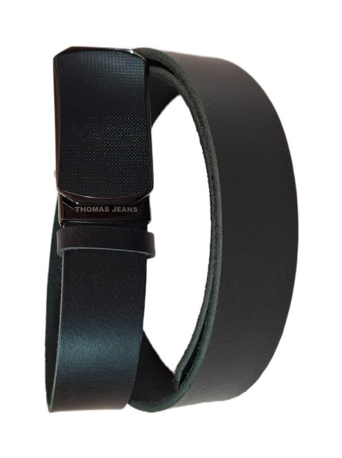 Kožený opasok Thomas Jeans s automatickou sponou, čierny 2.