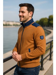 Thomas Jeans kardigán mustársárga kék vállbetéttel