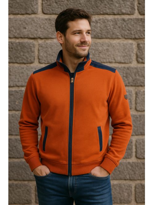 Thomas Jeans kardigán tégla színű kék vállbetéttel.