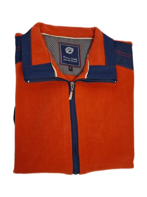 Thomas Jeans kardigán tégla színű kék vállbetéttel.